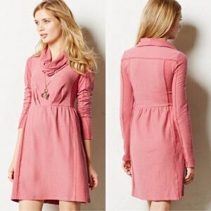 Anthropologie Saturday Sunday Pink Alcott Cowl Neck Dress (A)
